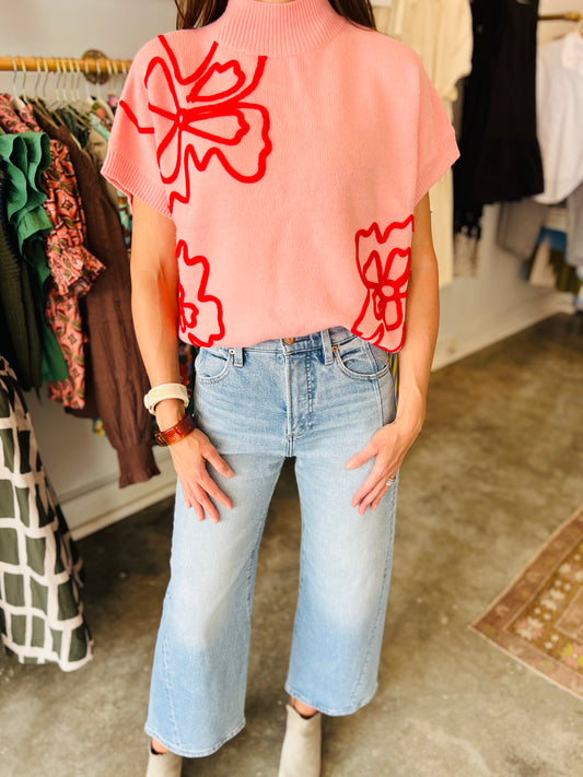 Pink Embroidery Sweater
