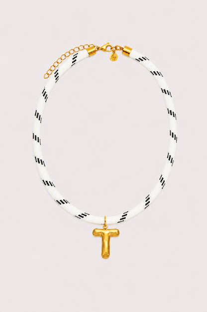 White Paracord Initial Necklace