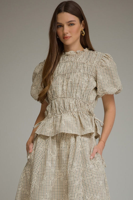 Ecru Puff Sleeve Blouse
