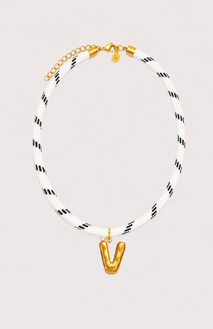 White Paracord Initial Necklace