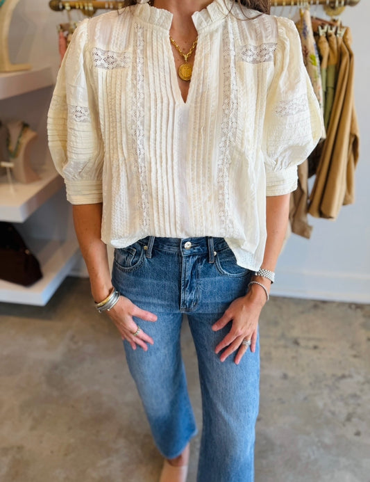 Cream Peasant Top