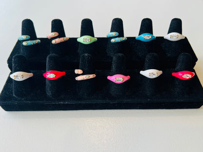 Enamel Gemstone Rings