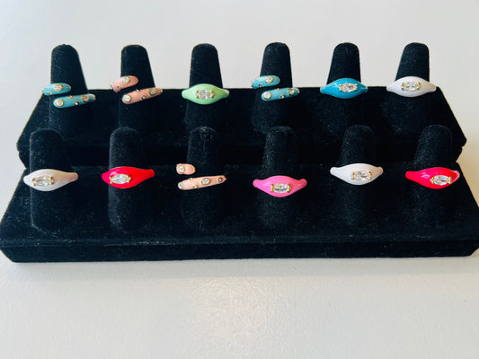 Enamel Gemstone Rings