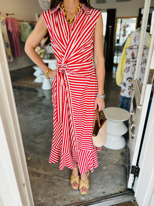 Red Stripe Tie Dress