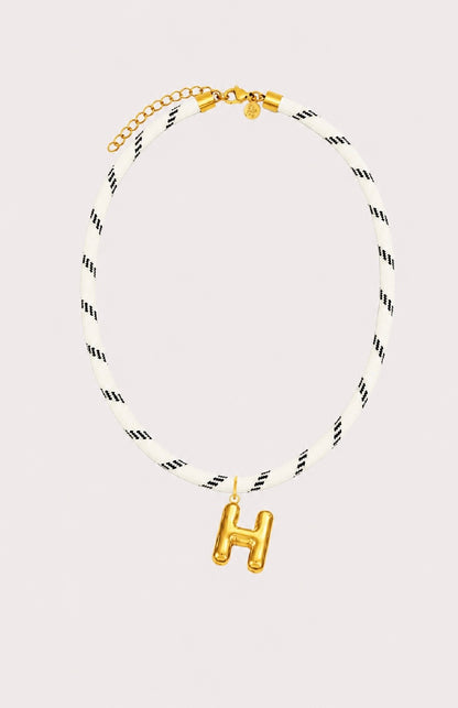 White Paracord Initial Necklace