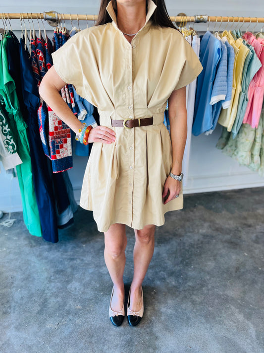 Dolman Sleeve Kiss Pleat Shirt Dress