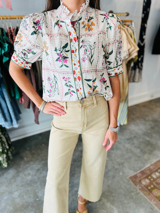Cream Pattern Blouse