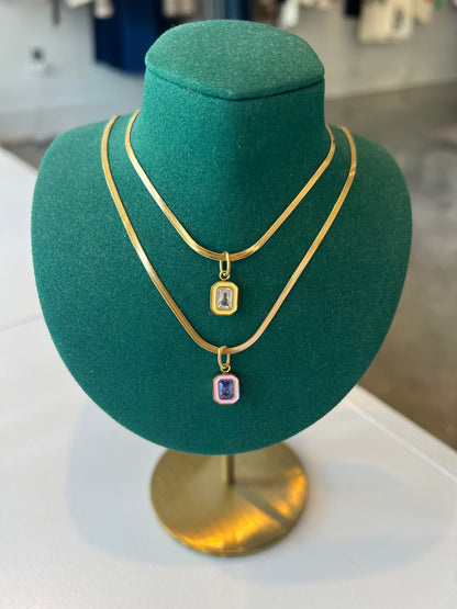 Rectangle Gem Necklace
