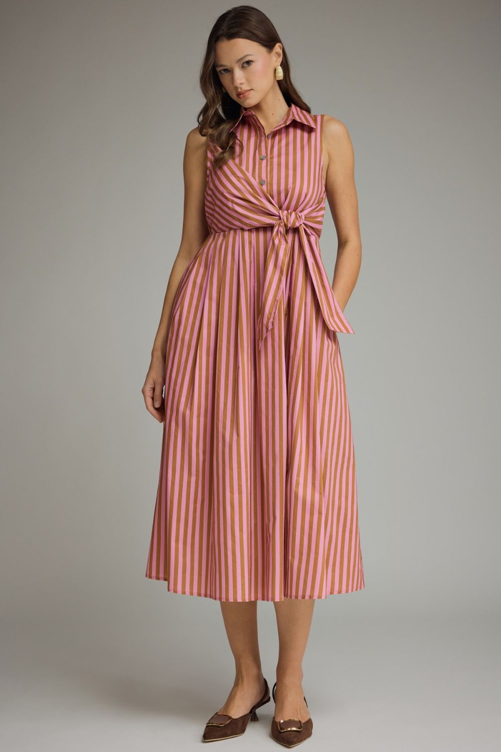 Camel Pink Stripe Dress