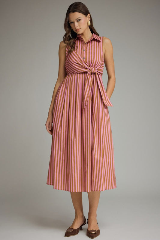Camel Pink Stripe Dress