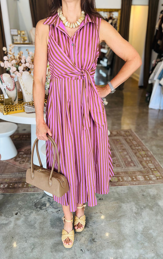 Camel Pink Stripe Dress