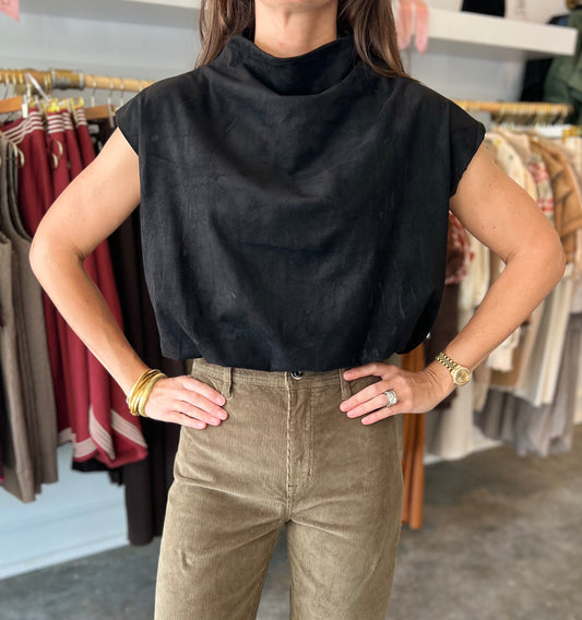 Suede Balloon Top in Black