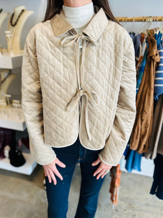 Velvet Beige Quilt Jacket