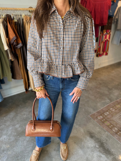 Gingham Collar Top