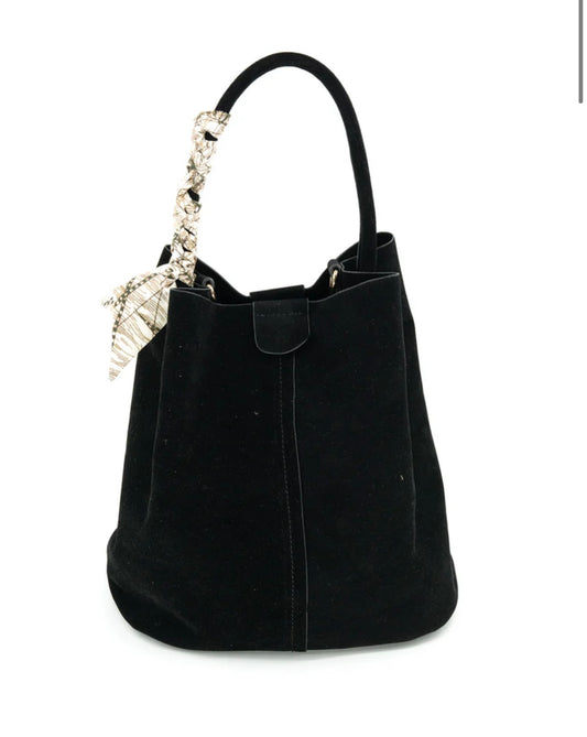 Black Suede Scarf Bag