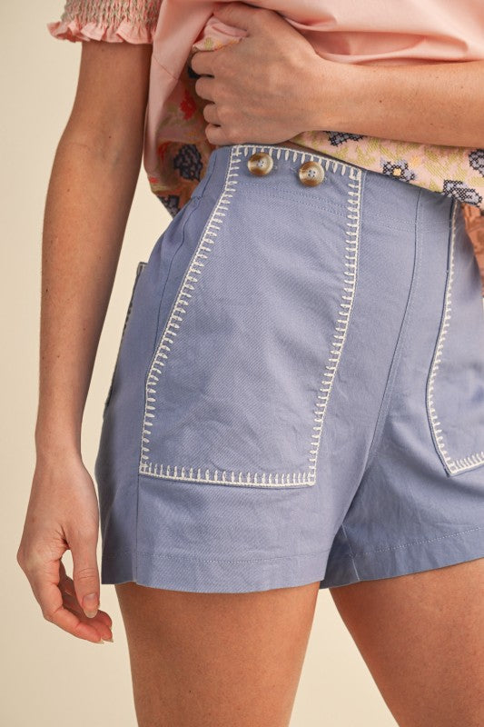 Cornflower High Waist Shorts