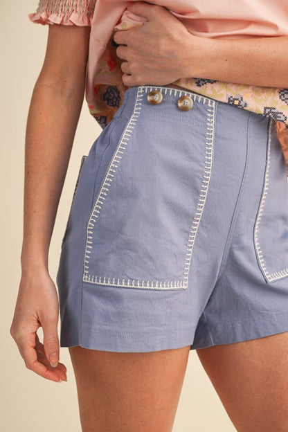 Cornflower High Waist Shorts