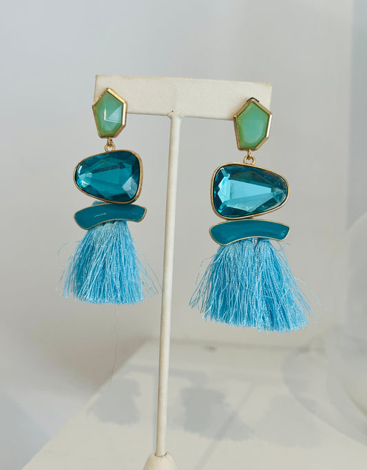 Turquoise Tassel Earrings