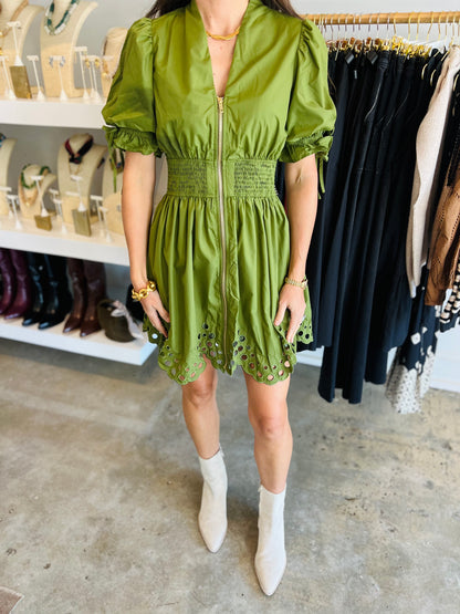 Olive Zipper Dress