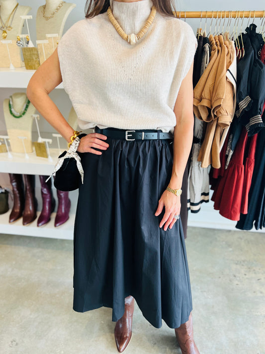 Long Poplin Pocket Skirt
