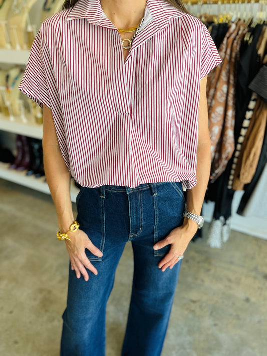 Burgundy Signature Stripe Blouse