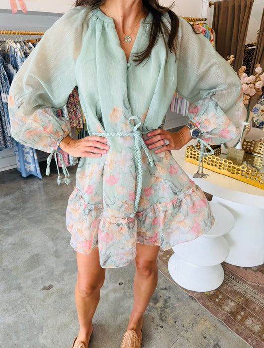 Sage Multi Ruffle Dress