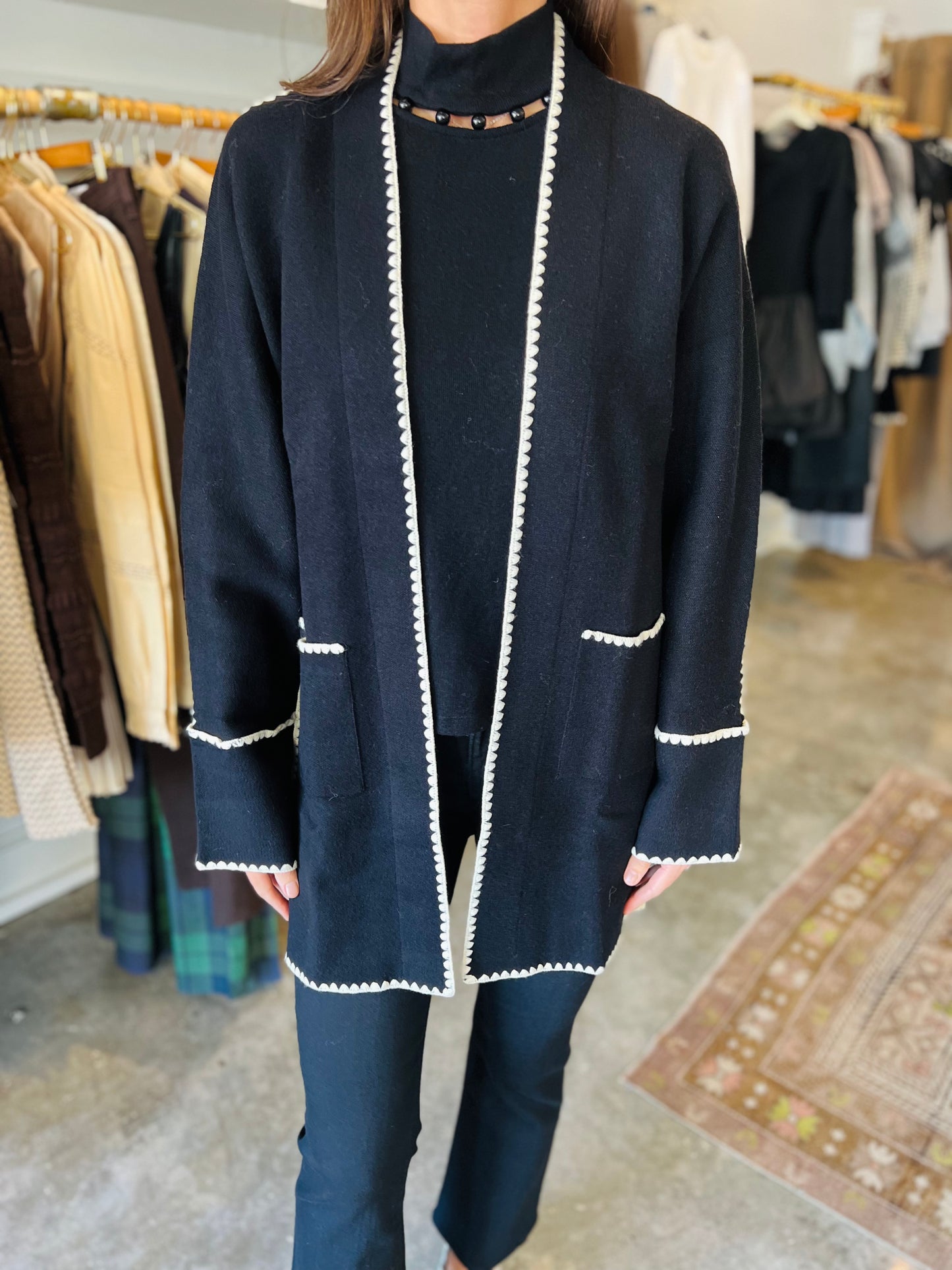 Black Trim Cardigan