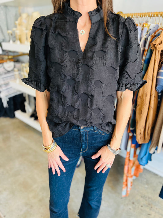 Black Textured Blouse