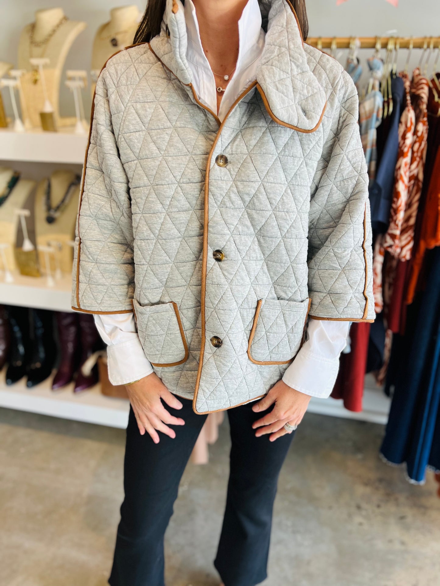 Grey Quilted Jacket