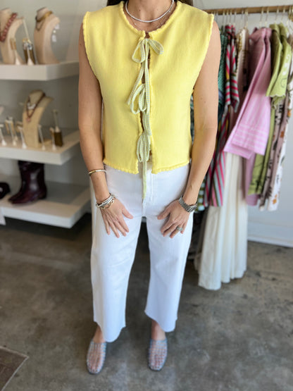 Yellow Scalloped Hem Vest