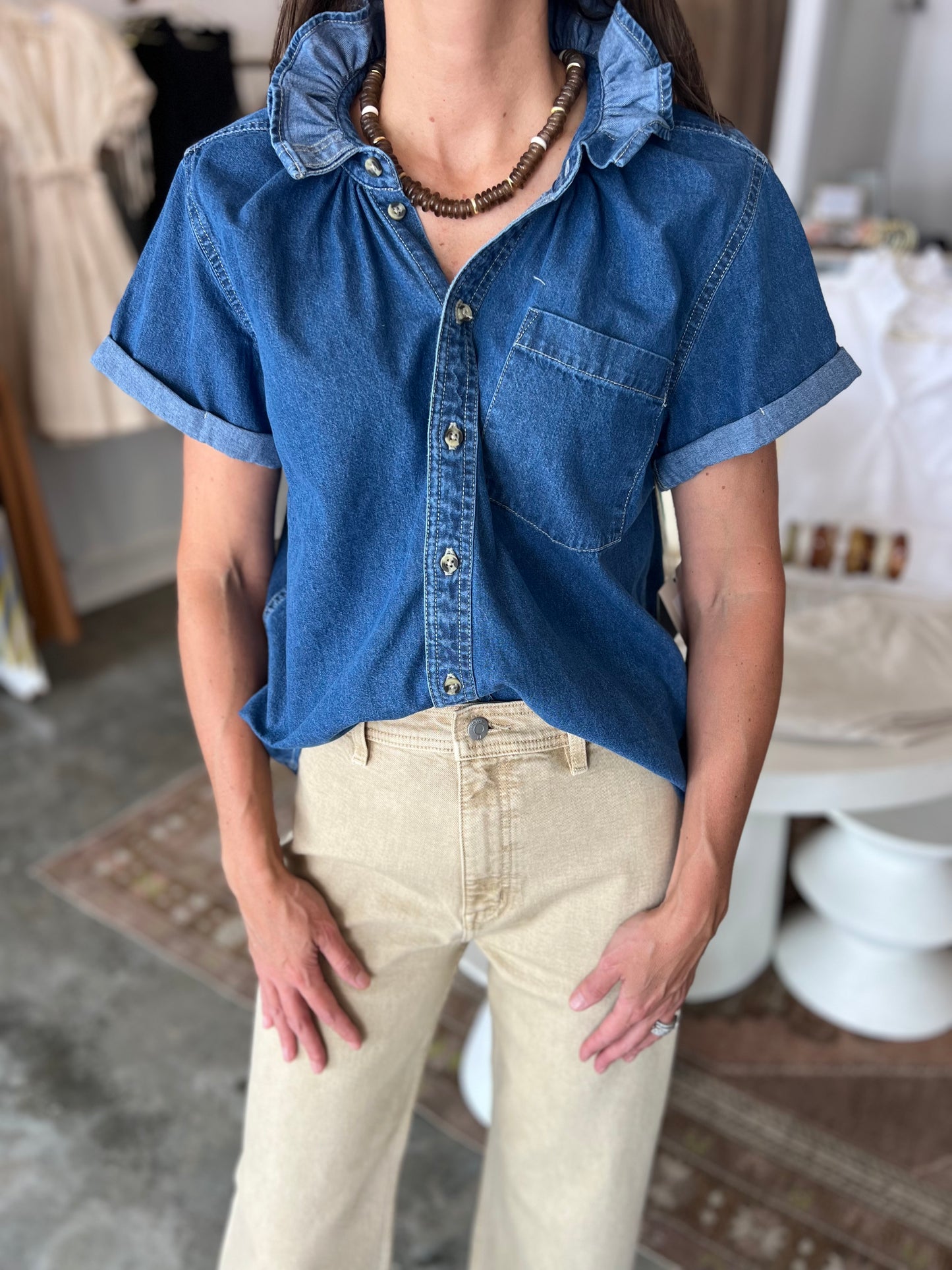 QUARANTINI DENIM BLOUSE