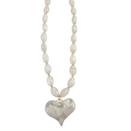 Roxie Cream Heart Necklace