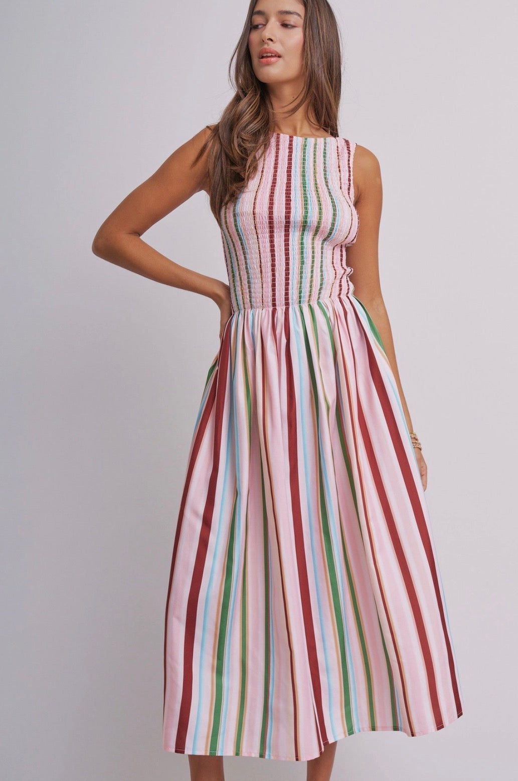 Sorbet Stripe Midi Dress