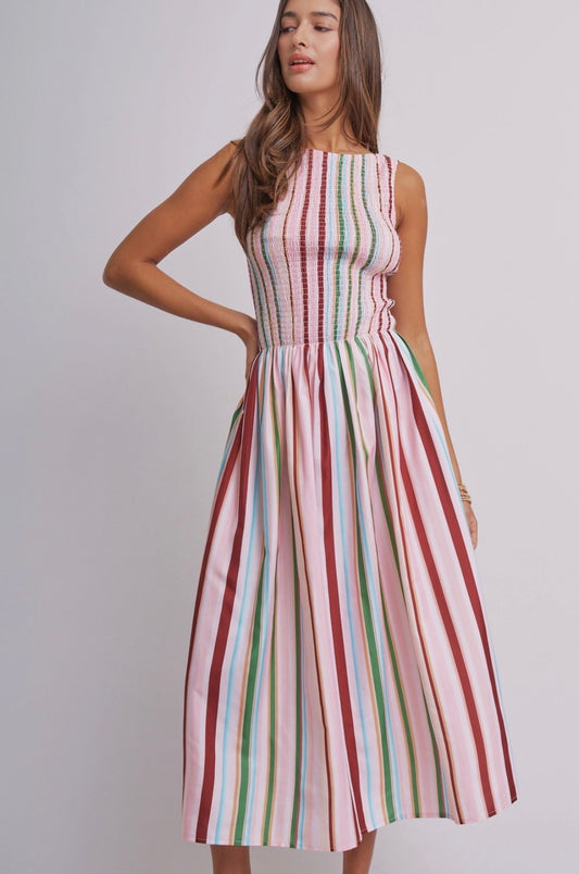 Sorbet Stripe Midi Dress