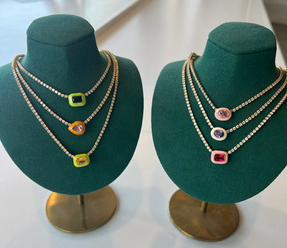 Diamond Chain Gem Necklace