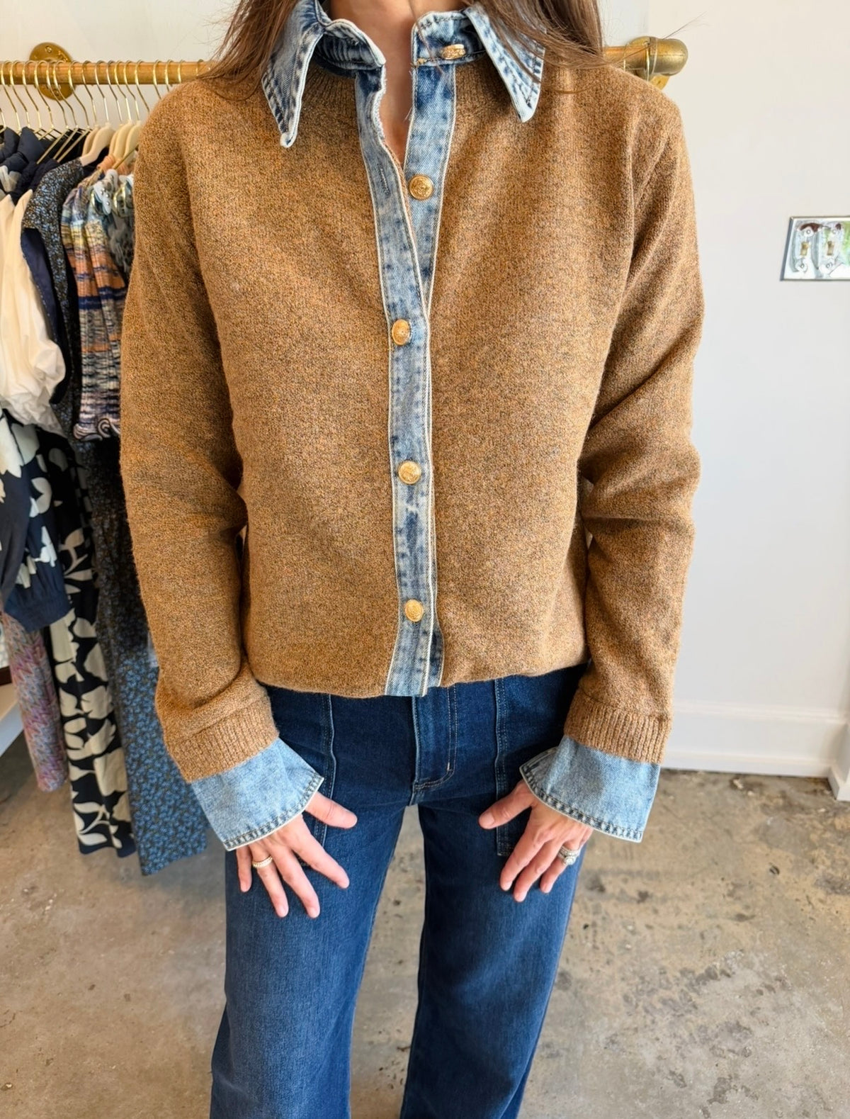 Mocha Denim Knit Cardi