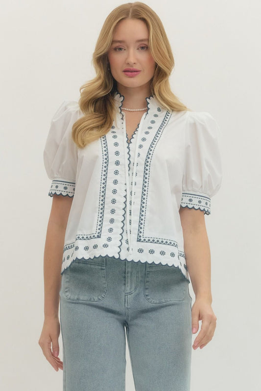 White Embroidered Blouse