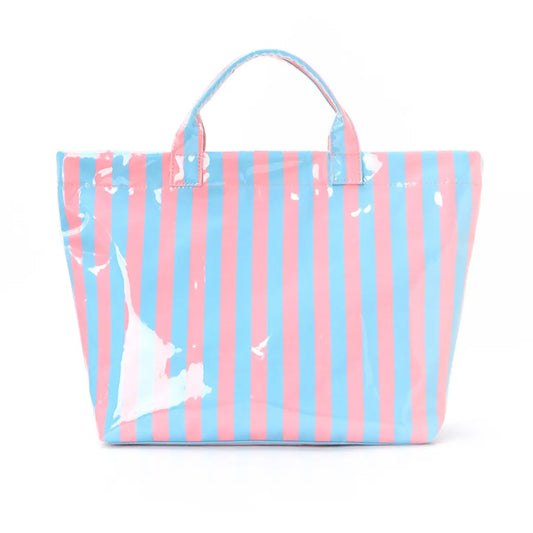 Pink/ Blue Vinyl Beach Bag