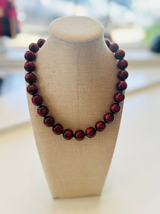 Cranberry Beaded Necklace
