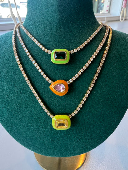 Diamond Chain Gem Necklace