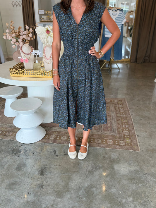 Mini Flower Long Zipper Dress