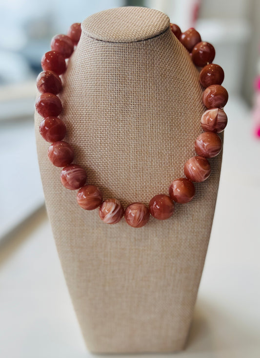 Dusty Mauve Beaded Necklace