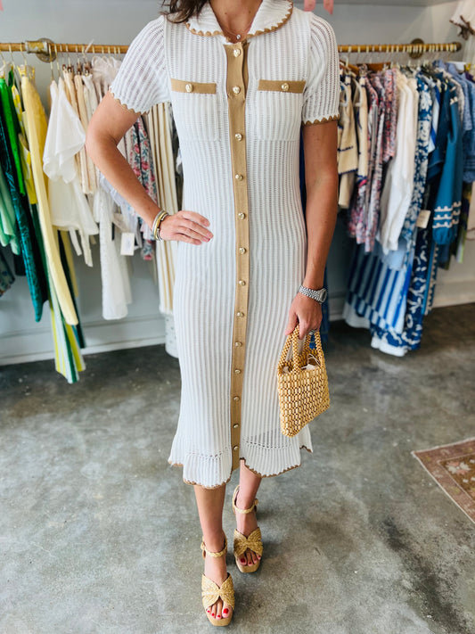 Cream Stitch Knit Dress