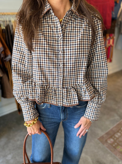 Gingham Collar Top