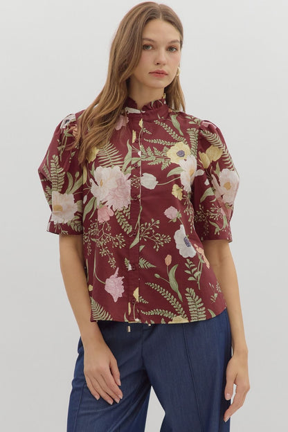 Merlot Floral Blouse