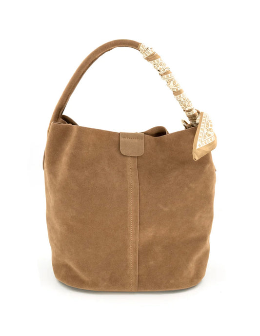 Taupe Suede Scarf Bag