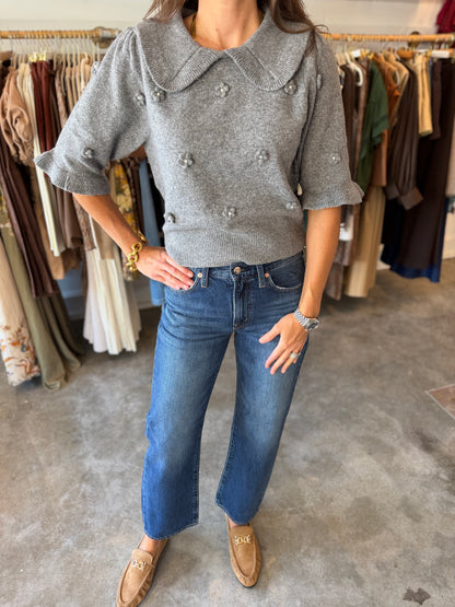 Grey Floral Sweater