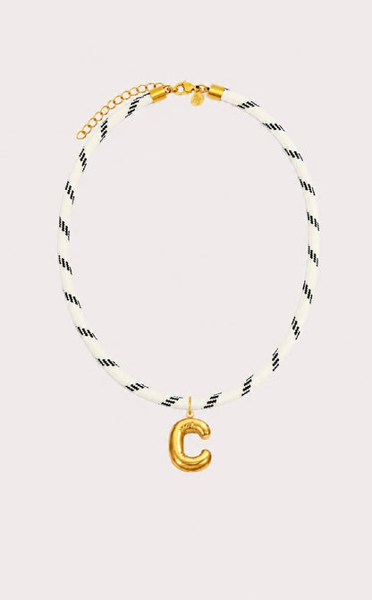 White Paracord Initial Necklace