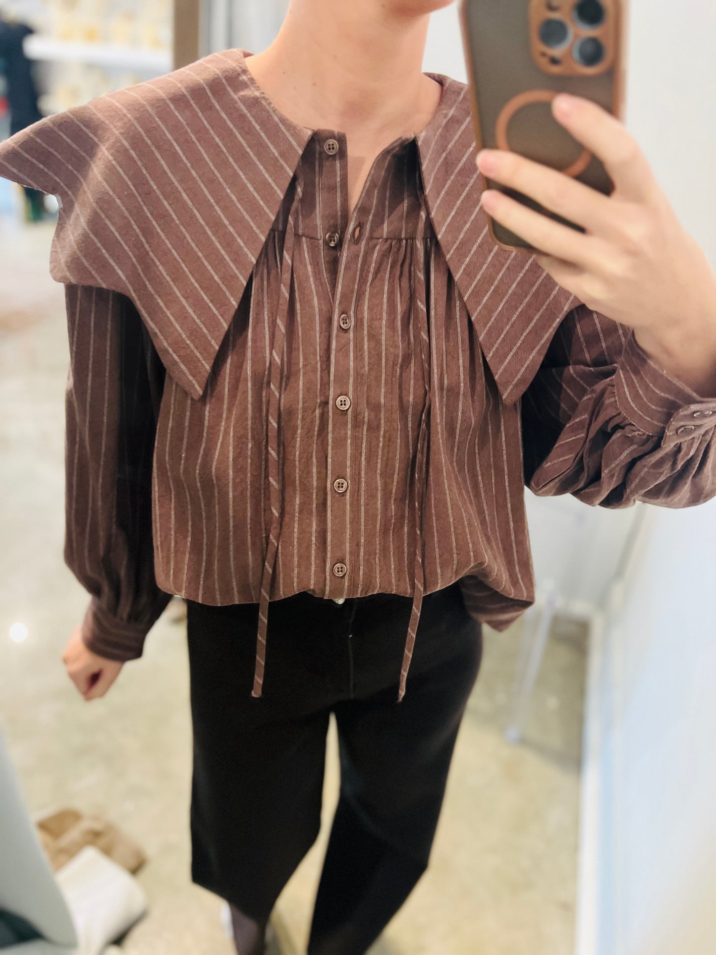 Brown Stripe Top