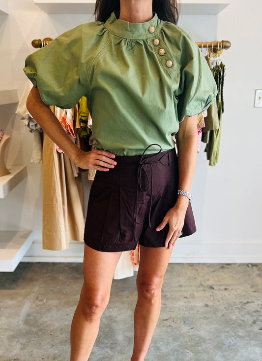 Gold Toned Button Top